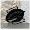 Simple Solid Color Large Capacity Tote Bag Casual Soft Leather Shoulder Bag for Women