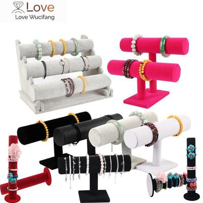 Portable Velvet Bracelet Bangle Necklace Jewelry Display Stand Holder Watch Jewelry Organizer T -Bar Rack