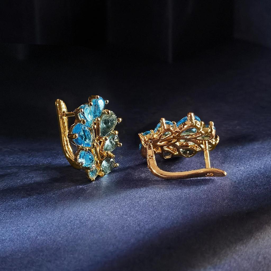 Flower Sky Blue Zircon Women's Earring Rose Gold Clip Earrings