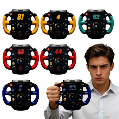 Tazza da Caffè a Forma di Volante Manico Ergonomico Tazza da Tè Resina Novità Tazza per Bere Cacao Regalo Divertente per Appassionati di Motorsport