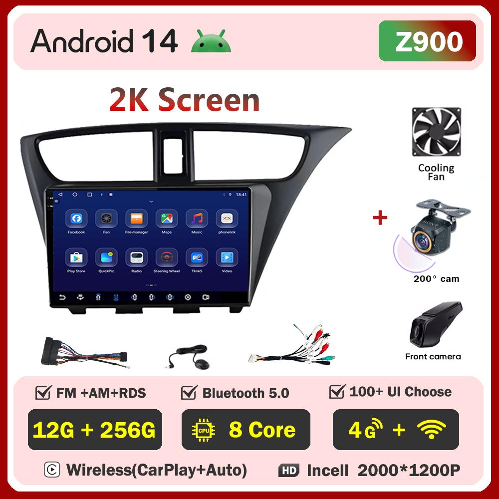 For Honda Civic 9 FK FB 2012 - 2017 Car Radio Player Car Carplay Screen Autoradio Mirr 4G or Link Car Intelligent Systems 8 Core