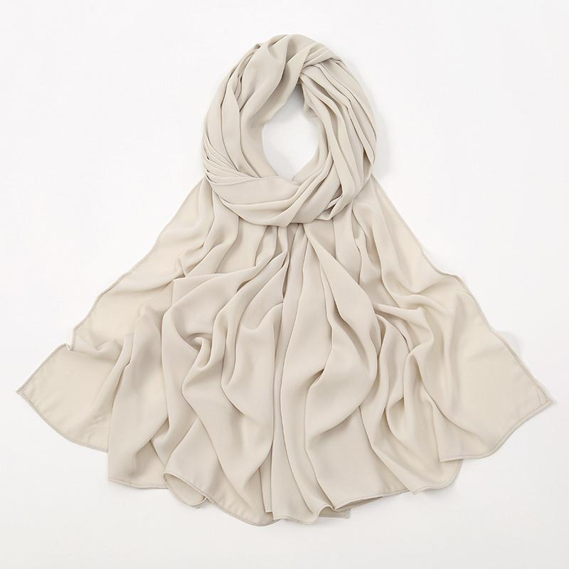 Women Heavy Chiffon Hijab Scarf Premium Chiffon Muslim Hijabs Plain Good Stitching Maxi Wrap Solid Color Musulman Femme Shawls
