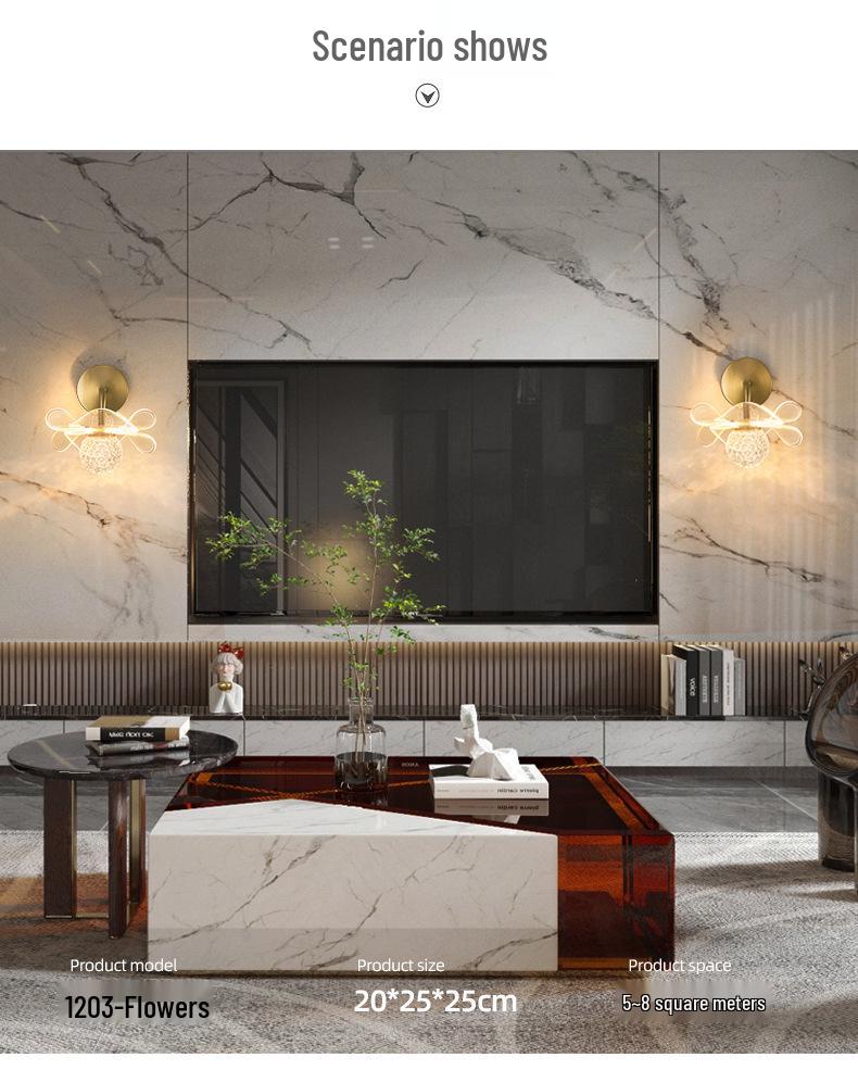 Crystal Luxury Wall Lamp: Wireless Bedside Light for Living Room & Corridor