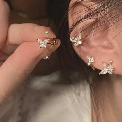 Zircon Butterfly Non-Pierced Women's Ear Cuffs - Luxurious Niche Design