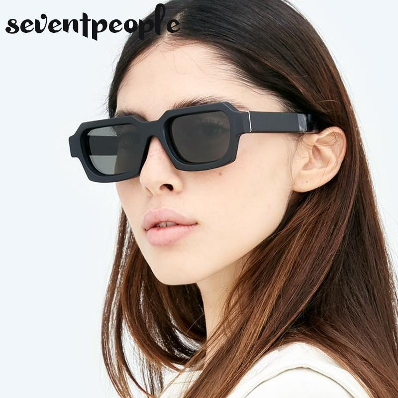 Vintage Rectangle Sunglasses Men  Luxury Brand Designer Retro Rectangular Sun Glasses For Female Thick Frame Square Shades