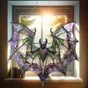 Acrylic Bat Catcher Decor Stained Glass Style Window Hanging Ornament Halloween Decor Waterproof Solvent Resistant Feather Free