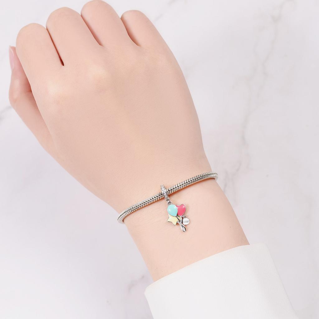Copper Colorful Balloon Pendants Bracelet Charms Fit Women Jewelry Party Decorate Beads Diy Fine Gifts Accessory