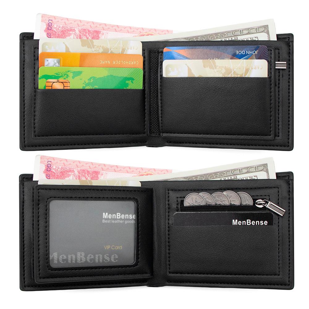 Men's Minimalist Business Wallet - Multi-Card Slot with Coin Purse and Zipper