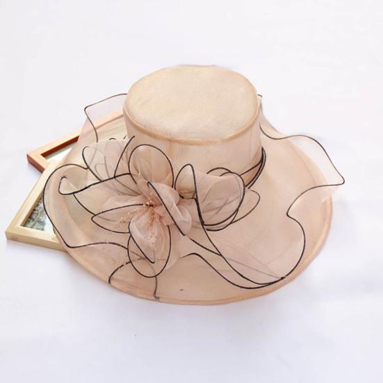 Beach Hat Floral Design Sun Protection Adjustable Organza Thin Elegant Sun Cap Fashion Accessories