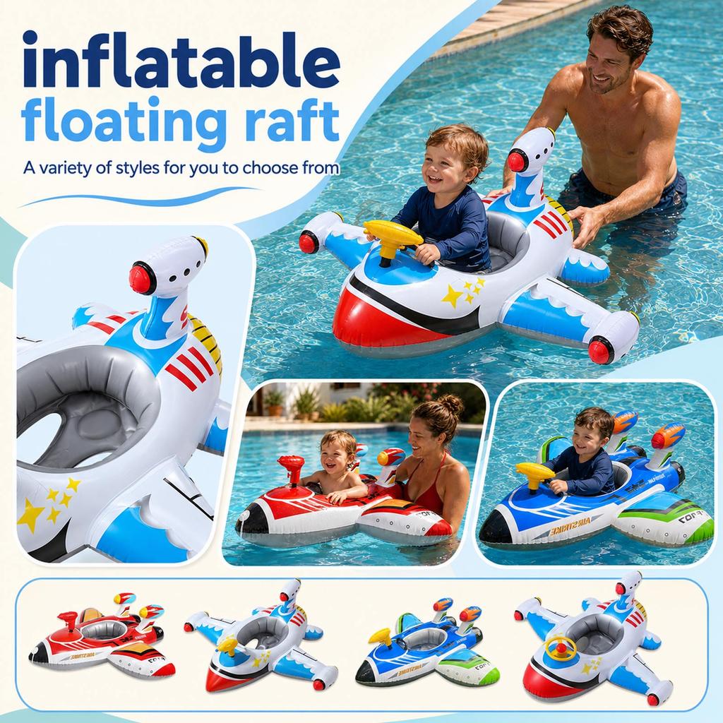 Inflatable Airplane Pool Float Swim Ring for Kids and Adults Durable PVC Construction with Comfortable Seating and Easy Inflation for Water Fun