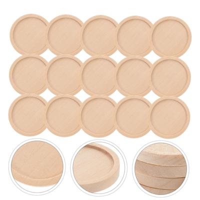 100pcs/lot 25-40mm Round Wood Pendant Trays Circle Wood Panels for Painting Round Canvas Boards, Unfinished Wooden Trays
