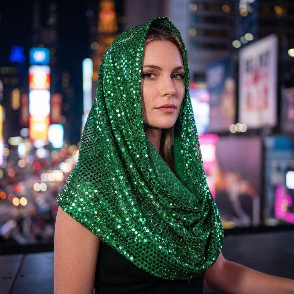 Solid Color Glitter Turbante Lightweight Soft Sequin Head Wraps Women's Ethnic Hijab Spring Summer