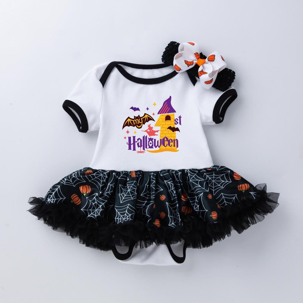 Infant Baby Girls Kids Skirts Set 2PC Romper + Headband Halloween Outfits