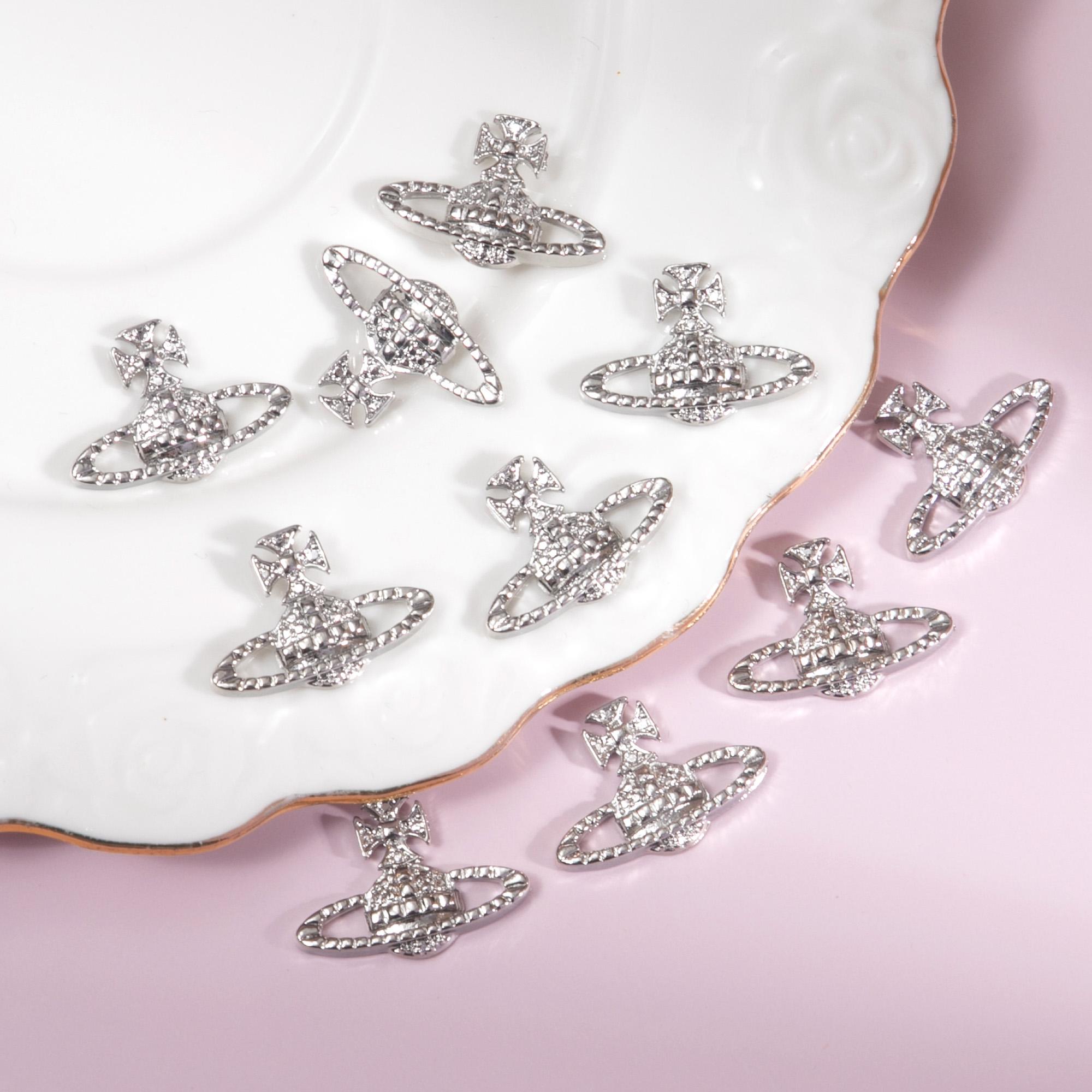 

Сплав для дизайна ногтей, 10 шт./компл., кольцо с крестом, планетой, звездой, сердцем, очаровательные аксессуары для маникюра для девочек-подростков, 3D украшения со стразами для ногтей 10pcs