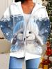 Christmas 3D Printed Hooded Cardigan Plus Size Autumn Winter Retro