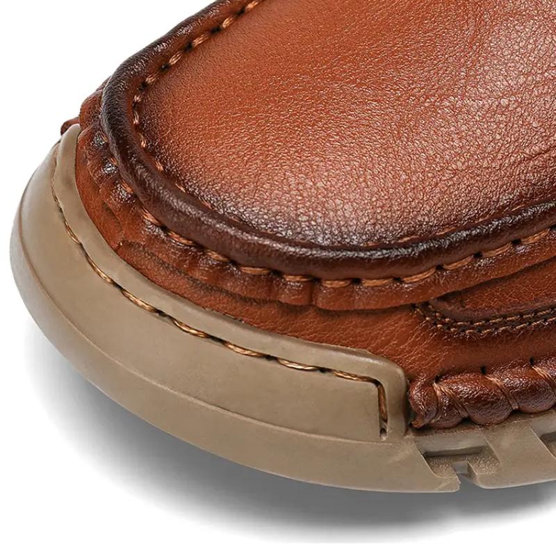 New Men Casual Shoes Handmade Leather Comfortable Men's Shoes Quality Split Leather Flat Moccasins Men Sneakers