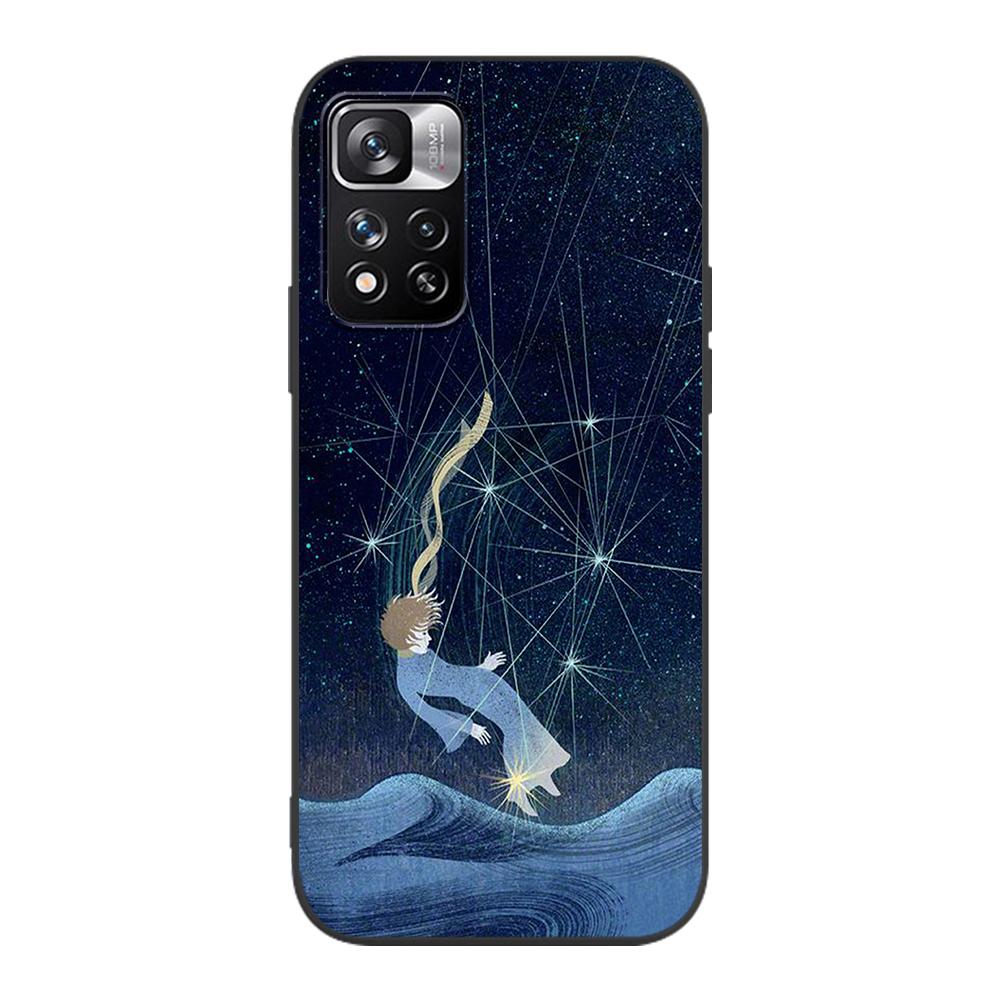 Little Prince Anime Space Case for Xiaomi Redmi Note 9S 9 8 10 11 Pro 9C 9A 7 8T 7A 8A 10S 11T 11E 9T Black Silicone Phone Cover