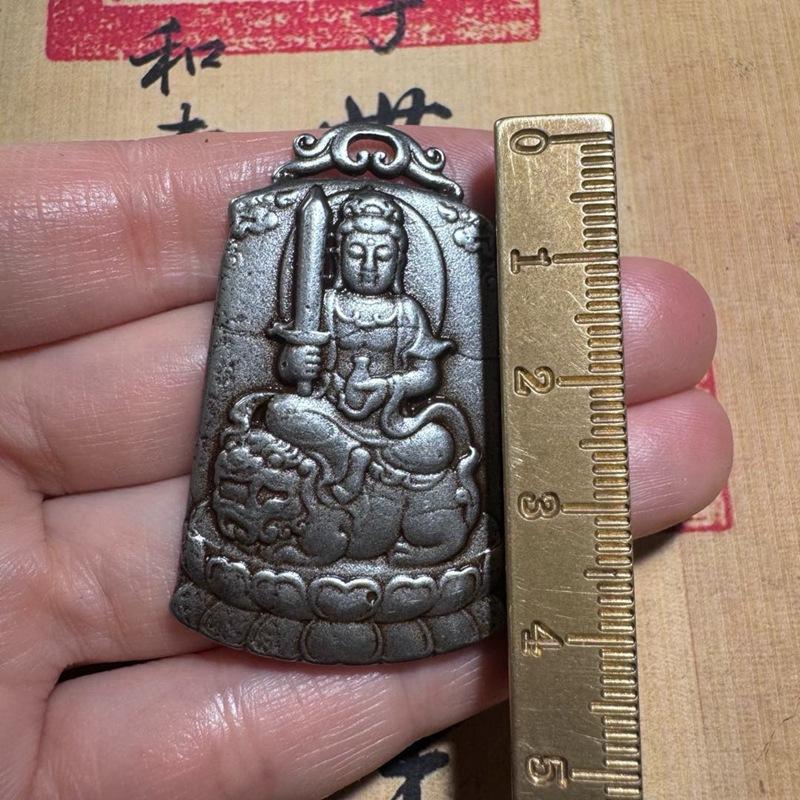 

Vintage Tibetan Style Tian Tie Puxian Buddha Pendant Manjushri Buddha Necklace Iron Pendant Hanging Ornament