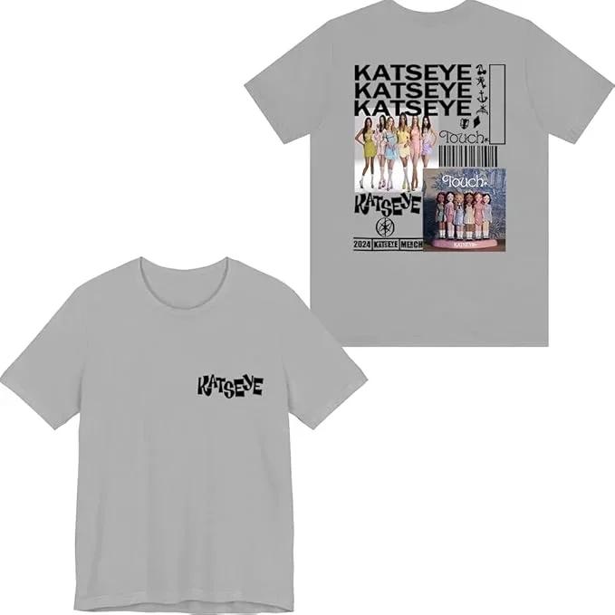 K Pop Tops Katseye Merch Touch Illustration Rock and Roll Hip-hop Rap Top High Street Sporty Casual T-shirt Men's Women's Couple