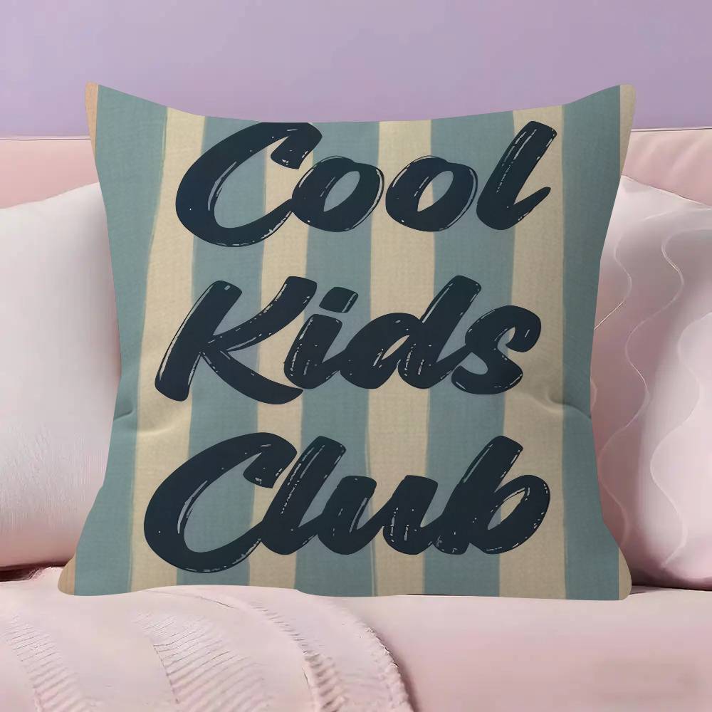 Modern Cartoon Cool Kids Club Cushion Cover Inches Farmhouse Decor Home Throw Pillow Covers for Couch Decorations