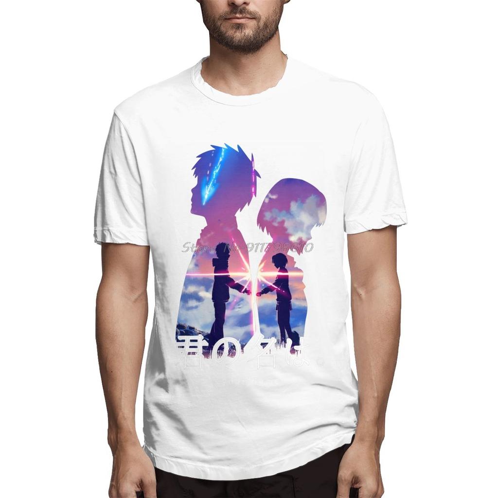 Japanese Love Anime Your Name T Shirt Oversized Cotton Short Sleeve Custom Tshirt Men Cotton Tees Streetwear Harajuku