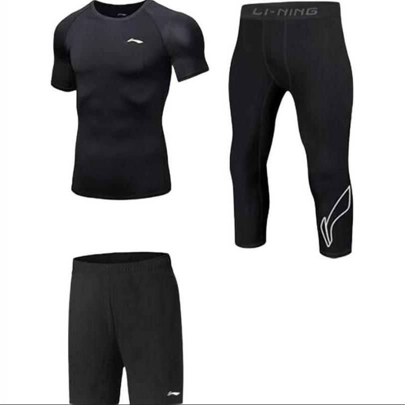 

Li-Ning Fitness Training Three-Piece Casual Sports Suit Men suits YWBU078-1 4XL