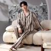 Couple Pajamas Men'S And Women'S Spring And Autumn Autumn Pure Cotton Striped Long Sleeves Can Be Worn Outside Loungewear Suit