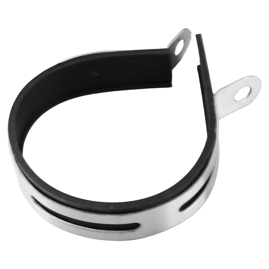 3.9in Motorcycle Exhaust Pipe Clamp Fixed Ring Stainless Steel Clip with Rubber Strip Universal