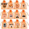 Halloween Pouch 12 Pcs Organza Candy Bag, Drawstring Treat with Pumpkin Ghost Bat Trick or Bag Print, Sheer Favor for Party Snacks, Gift Packaging