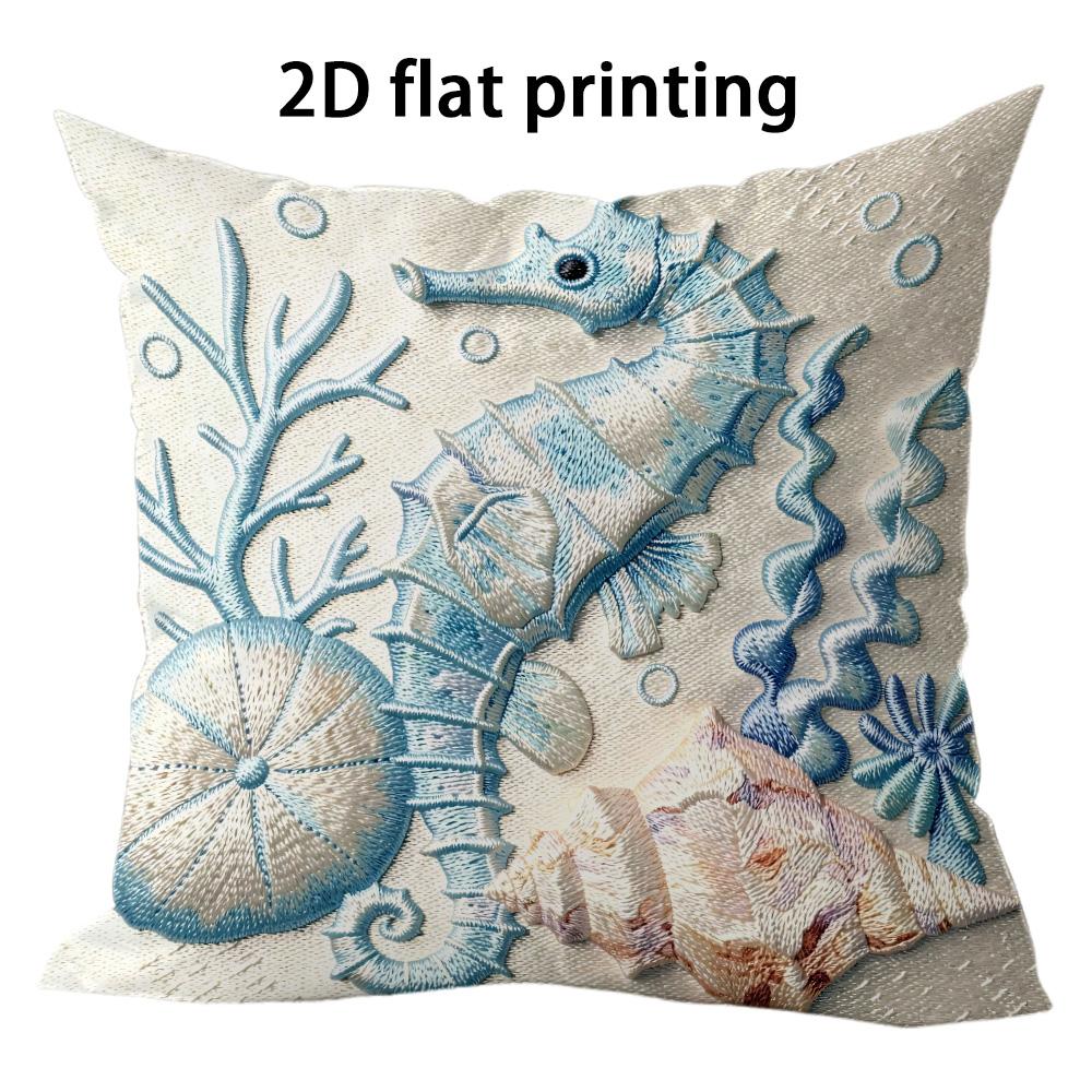 Ocean vacation style pattern Double-sided Printed pillow cover Short plush Suitable living rooms bedrooms throw cushion cover