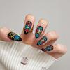 Spicy Girl Flower Almond False Nails - Medium-Length, Wearable Nail Tips for New Year
