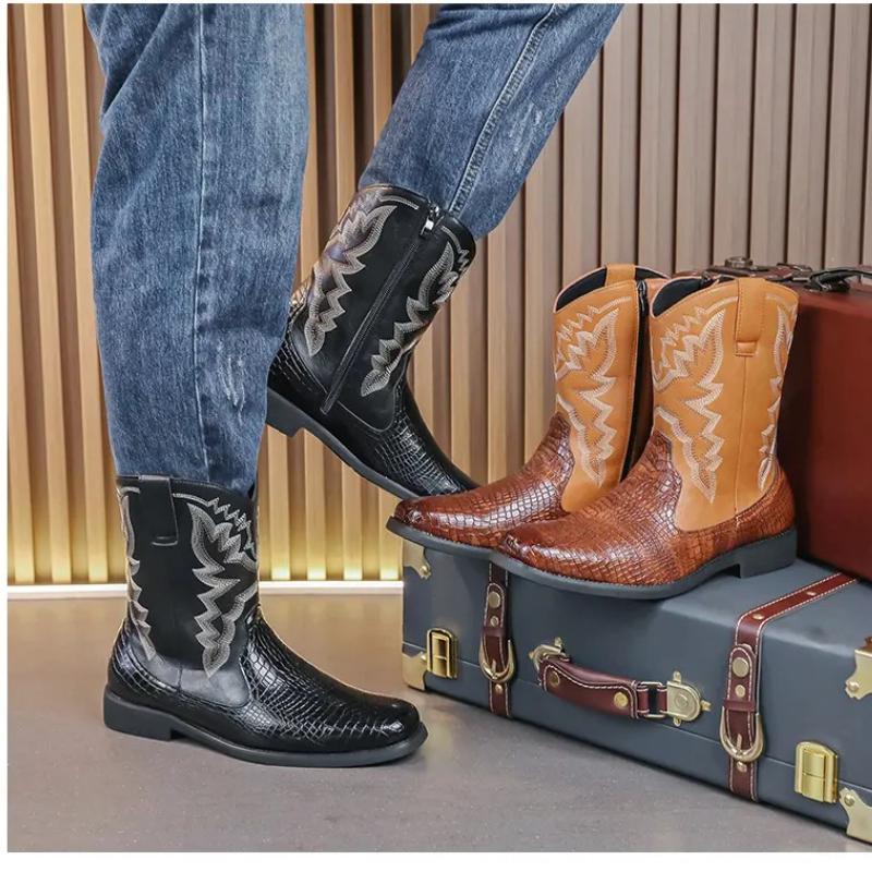 Autumn and winter British style men's shoes fashion trend high top shoes men's boots Western cowboy boots