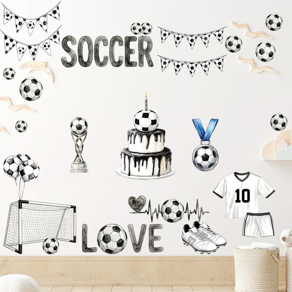 Soccer Theme Wall Decal For Bedroom Living Room Sports Home Wall Decoration