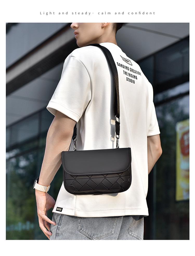 Trendy Men's Urban Crossbody Bag - Stylish Diamond Pattern, Slim Shoulder Bag, Ultra-Thin Backpack