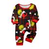Matching Family Printed Neck Long Sleeve and Long Pants Loungewear Set
