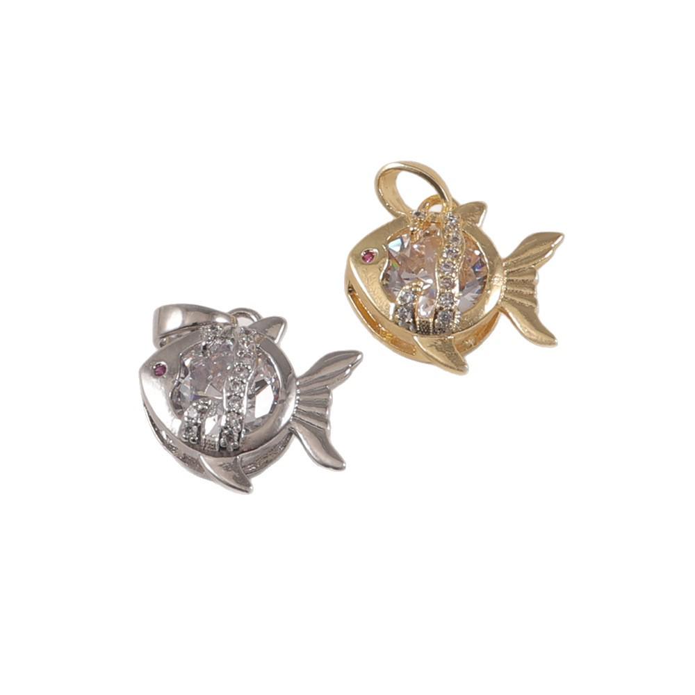 Kupferbeschichteter Goldkristall Fisch Anhänger Armband/Halskette DIY Schmuckmaterialien