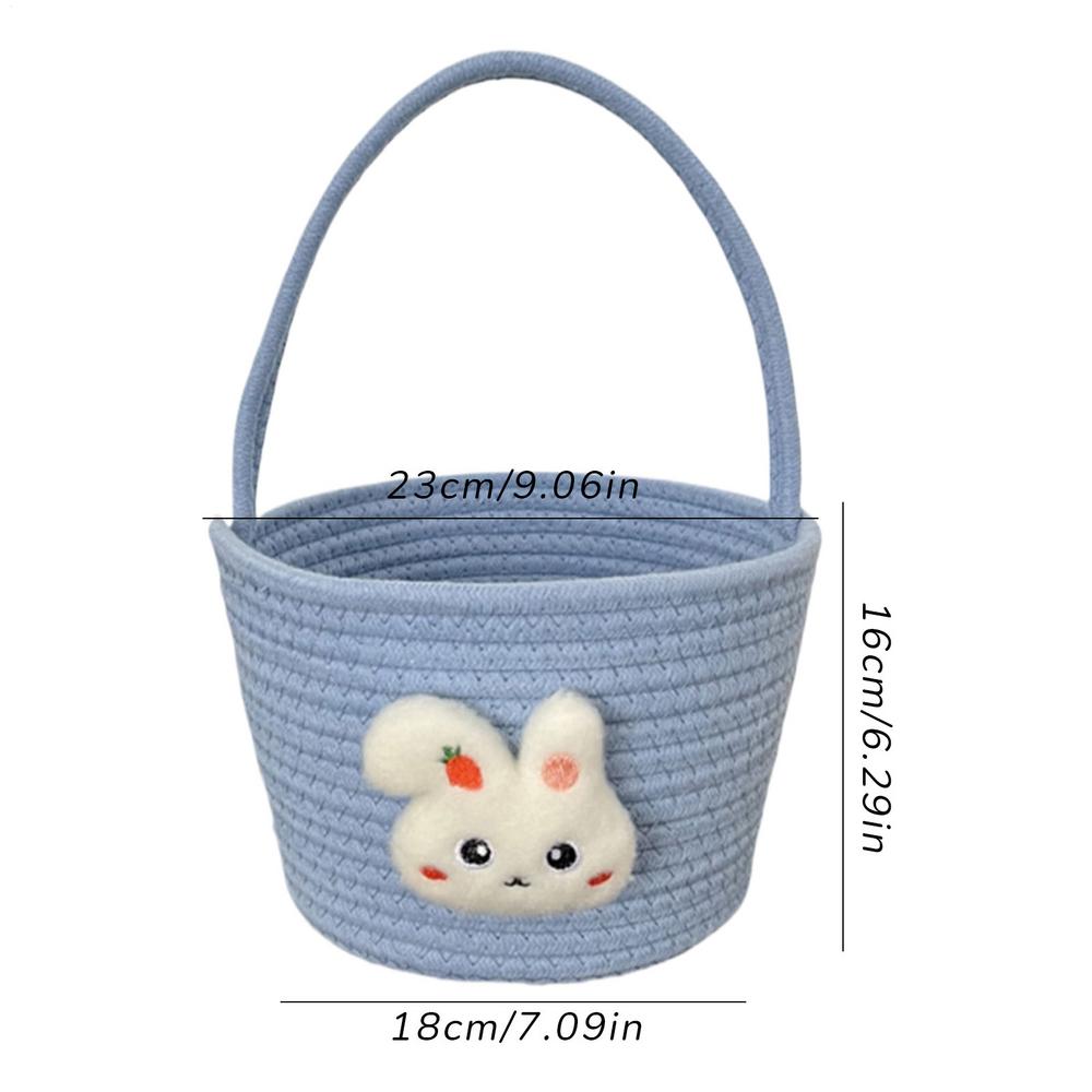 Easter Basket for Kids Bunny Empty Candy Basket Easter Bunny Basket Cotton Rope Easter Egg Hunt Basket Cute Woven Basket