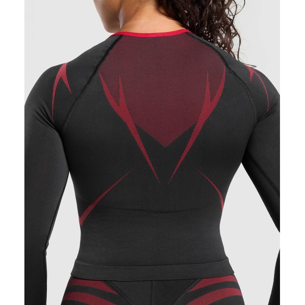 Gymshark Apex Lift Seamless Long Sleeve Crop Top Black Carmine Red B3c7t Bb4j