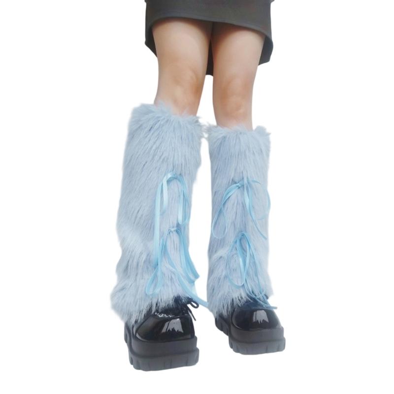 Comfortable Plush Leg Sleeves Bows Decors Women’s Winter Wear Legwarmers Easy To Clean Cold Weather Essential