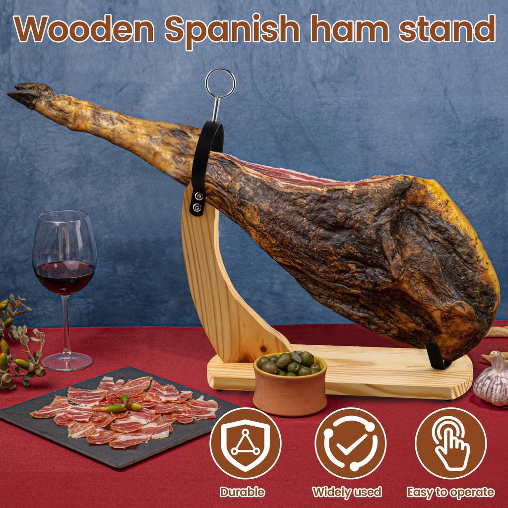 Supporto per prosciutto in legno spagnolo, supporto per gamba di prosciutto, affettatrice professionale per prosciutto, supporto fisso con tappetino antiscivolo, utensile per cucina e ristorante