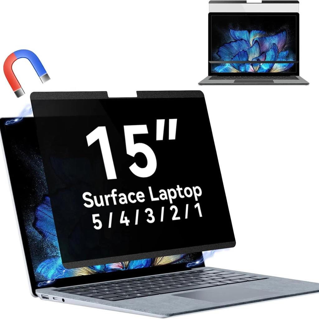 Magnetic Privacy Filter Compatible with 15 Inch Surface Laptop 5/4/3/2/1 Removable Anti Glare Blue Light Laptop Privacy Screen for Surface Pro 7/8/9/X