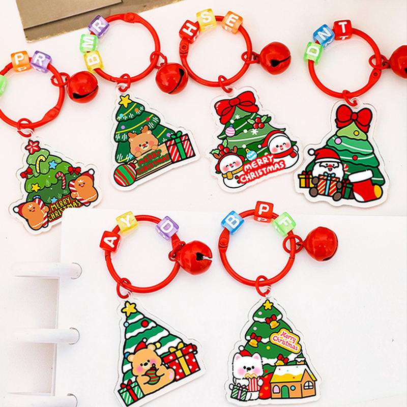 1/6Pcs 2D Christmas Keychain Cute Diy Bag Decoration Accessories High-Value Christmas Tree Keychain Pendant Festival Gift