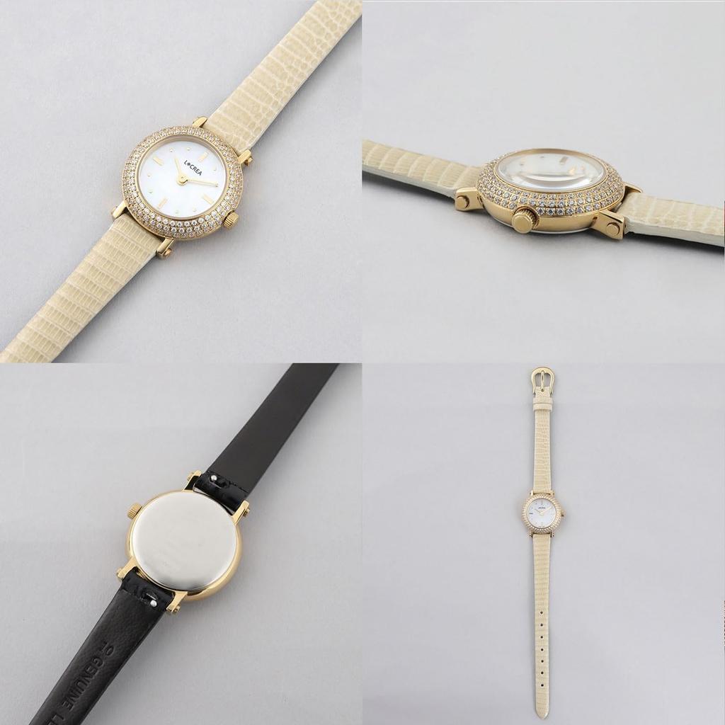 Solární hodinky dámské Vyrobeno v Japonsku LeClair Lizard [LCREA] (KORUNKA/Zlatá, Kůže/LC2401-GPRIV)