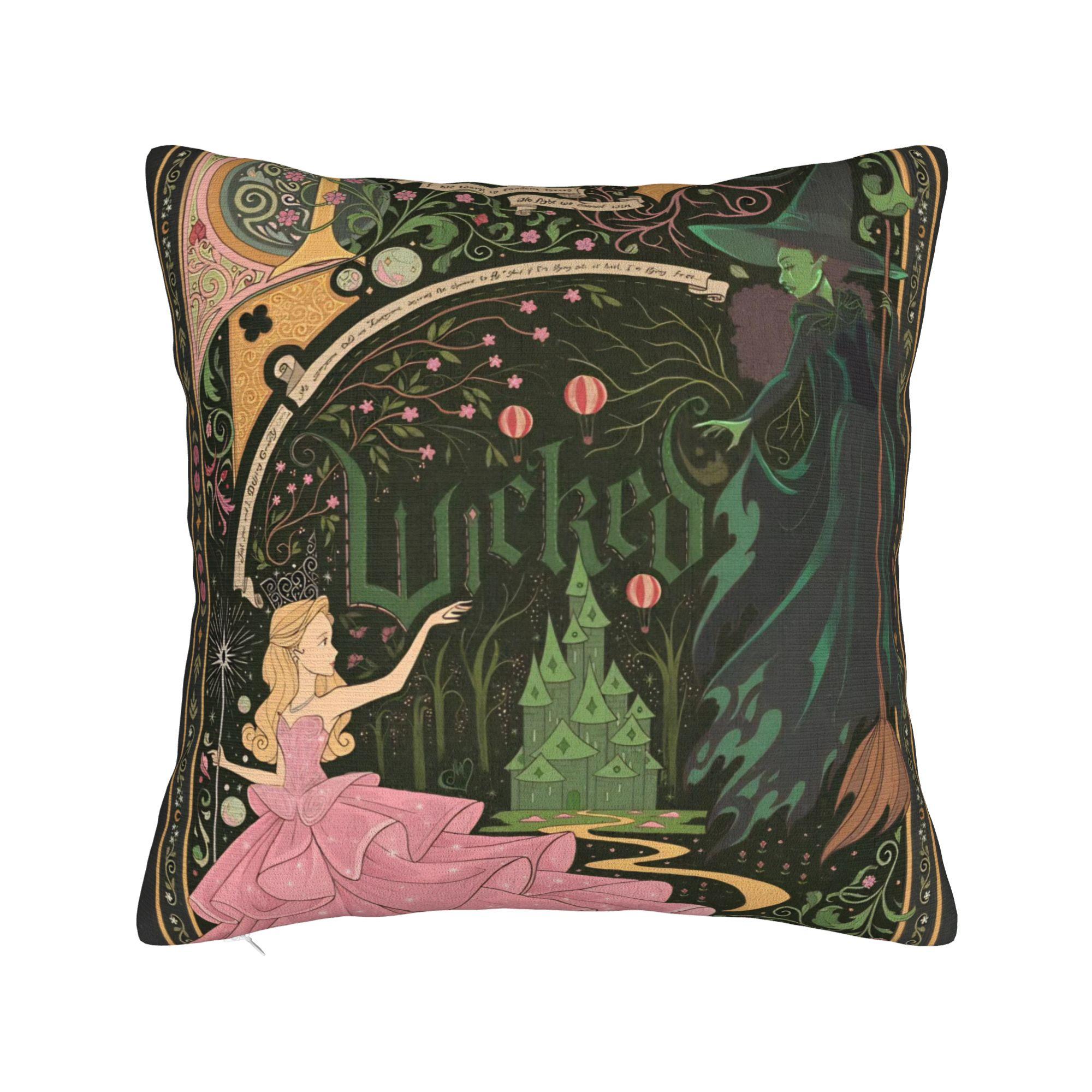 

Wicked Movie Pillowcase Printed Polyester Cushion Cover Decor Throw Pillow Case Cover Home Square 40X40cm 30x30cm 12x12in