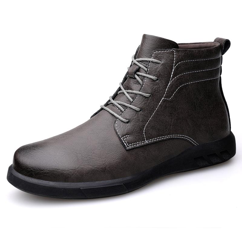 Fashion Designer Brand Men's Genuine Leather Boots Winter Warmth Business Boots Conference Suit Short Boots Men's Casual High Top Shoes