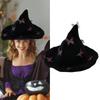 Festives Halloween Costume Hat Soft Fabric Witch Hat With Butterfly Embellishment Halloween Costume Accessory