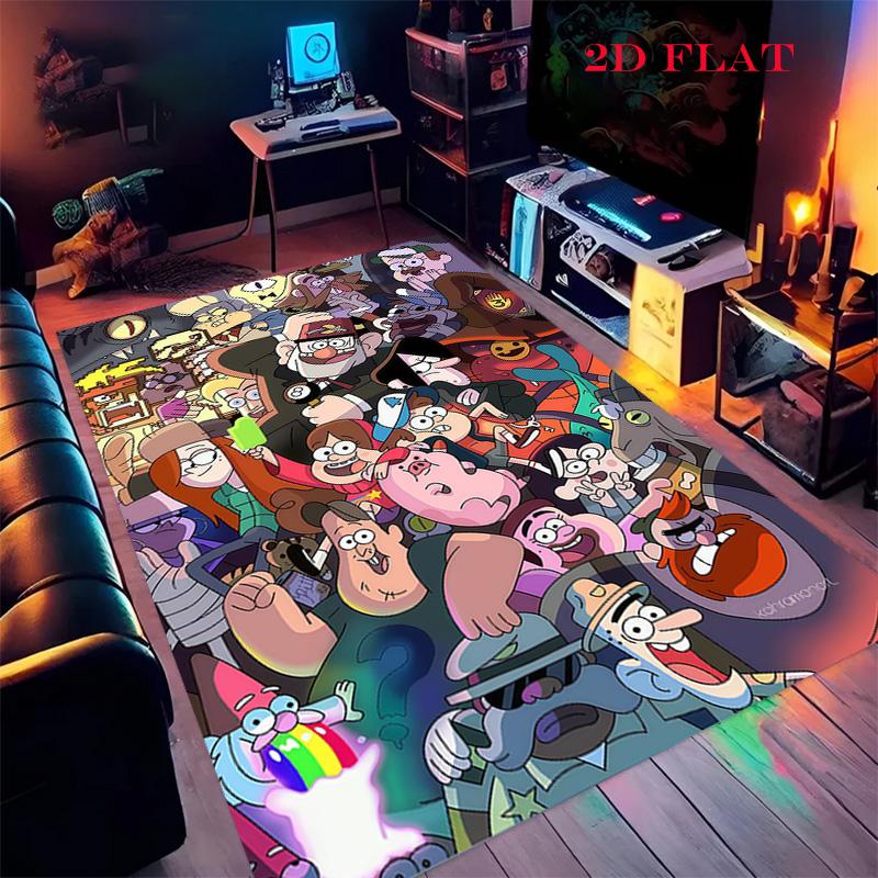 Mutiger Gravity Falls Teppich für Wohnzimmer Schlafzimmer Zuhause Sofadekoration, Kinderspiel Rutschfeste Bodenmatte