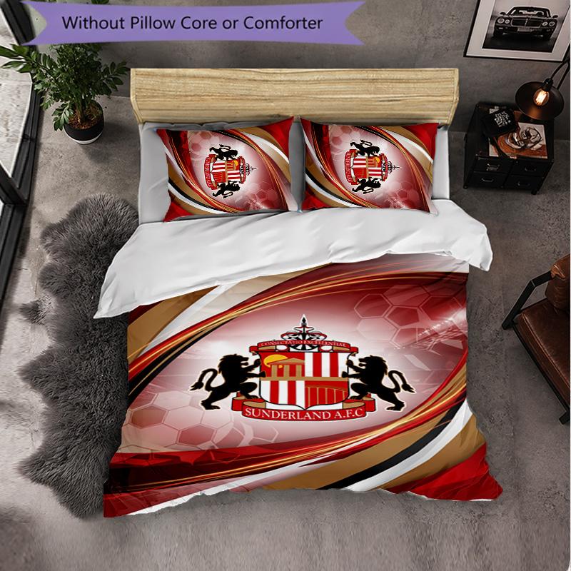 Set Biancheria da Letto a 3 Pezzi Sunderland Football Morbido Set Copripiumino con Federe Set Decorazione Camera da Letto per la Casa