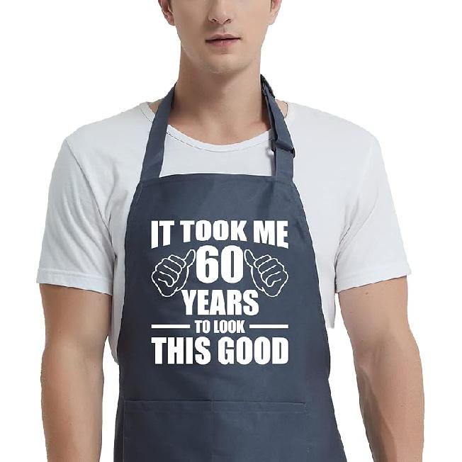 60th birthday gifts for women Men, Funny Chef Aprons with Pockets for 60 year old birthday gift It Took Me 60 Years to Lo