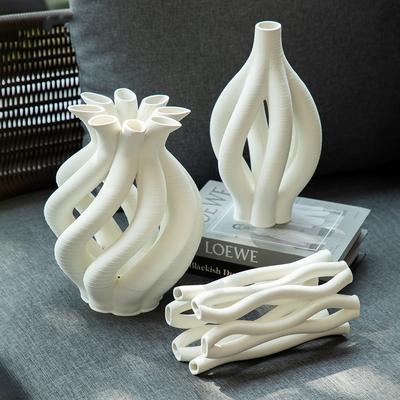Ceramic Handicraft Geometric Hollow Vases Flower Vase Spiral Pipe Floral Arrangement Decorative Figurines Home Decoration